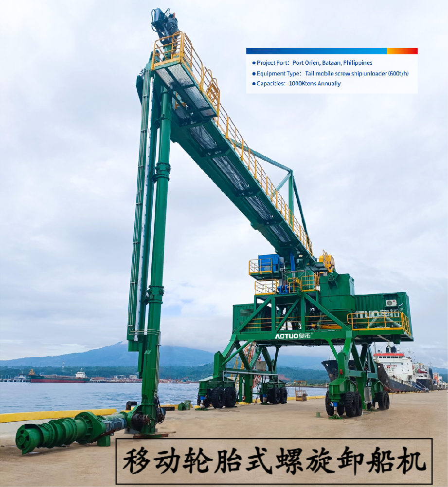 移動(dòng)輪胎式螺旋卸船機(jī)